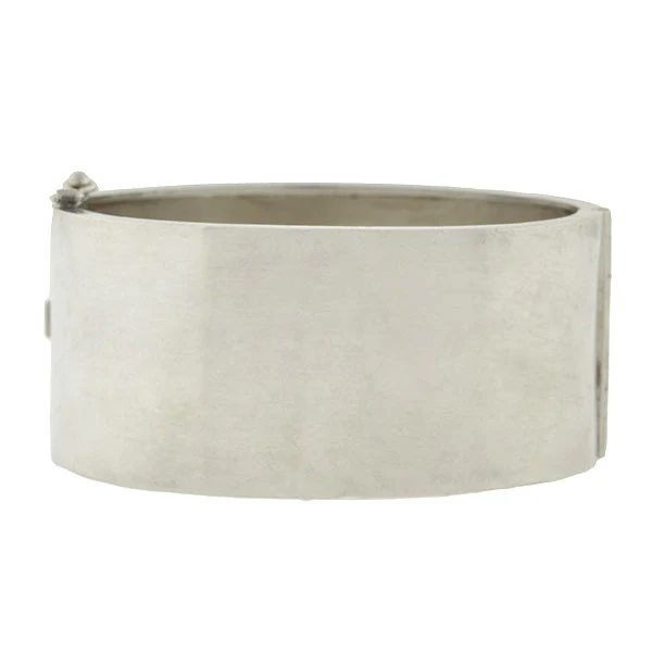 Victorian Sterling Silver Mixed Metals Bangle Bracelet - Image 3