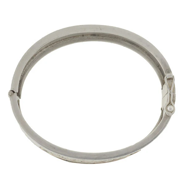 Victorian Sterling Silver Mixed Metals Bangle Bracelet - Image 5