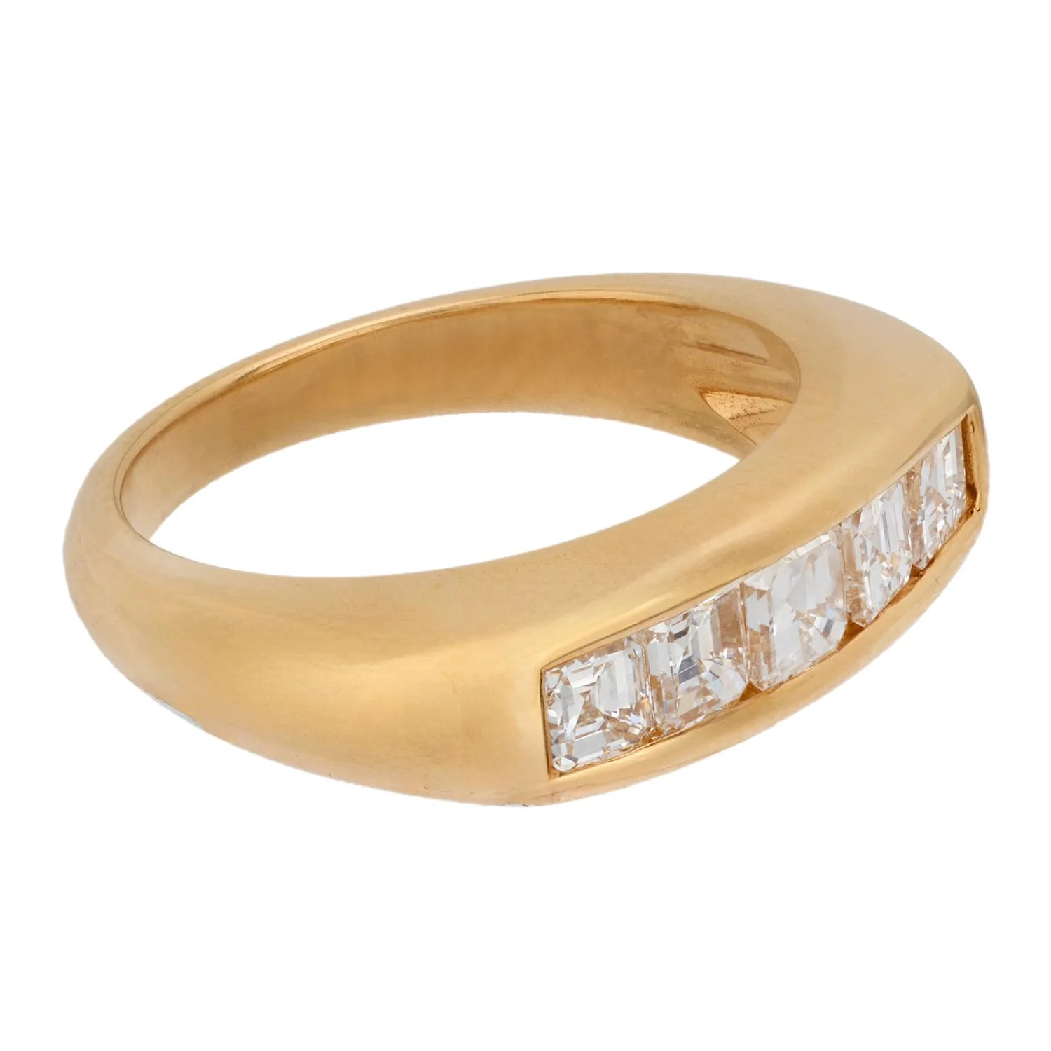 Retro 18k Diamond Asscher Cut Five-Stone Ring - Image 3