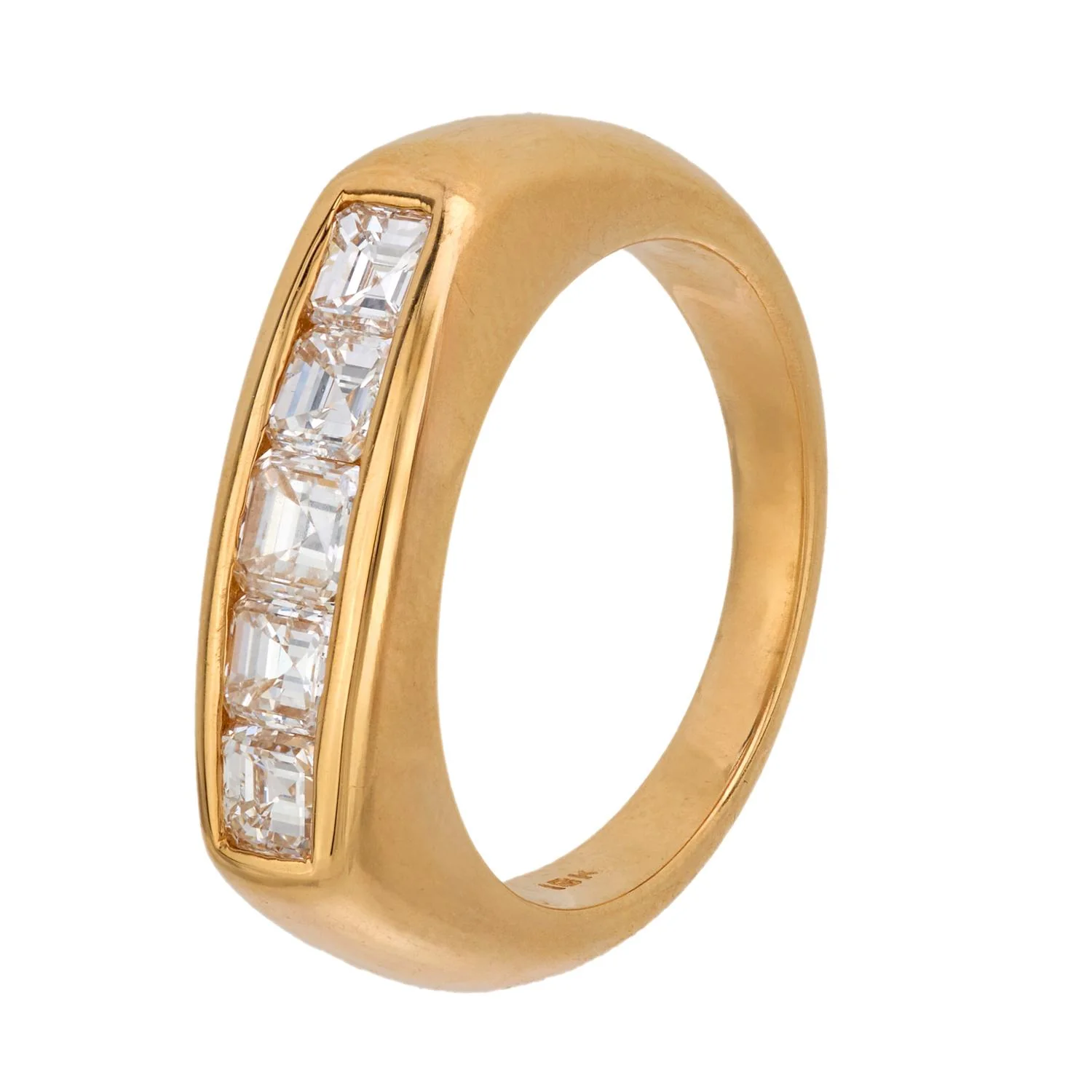 Retro 18k Diamond Asscher Cut Five-Stone Ring - Image 4