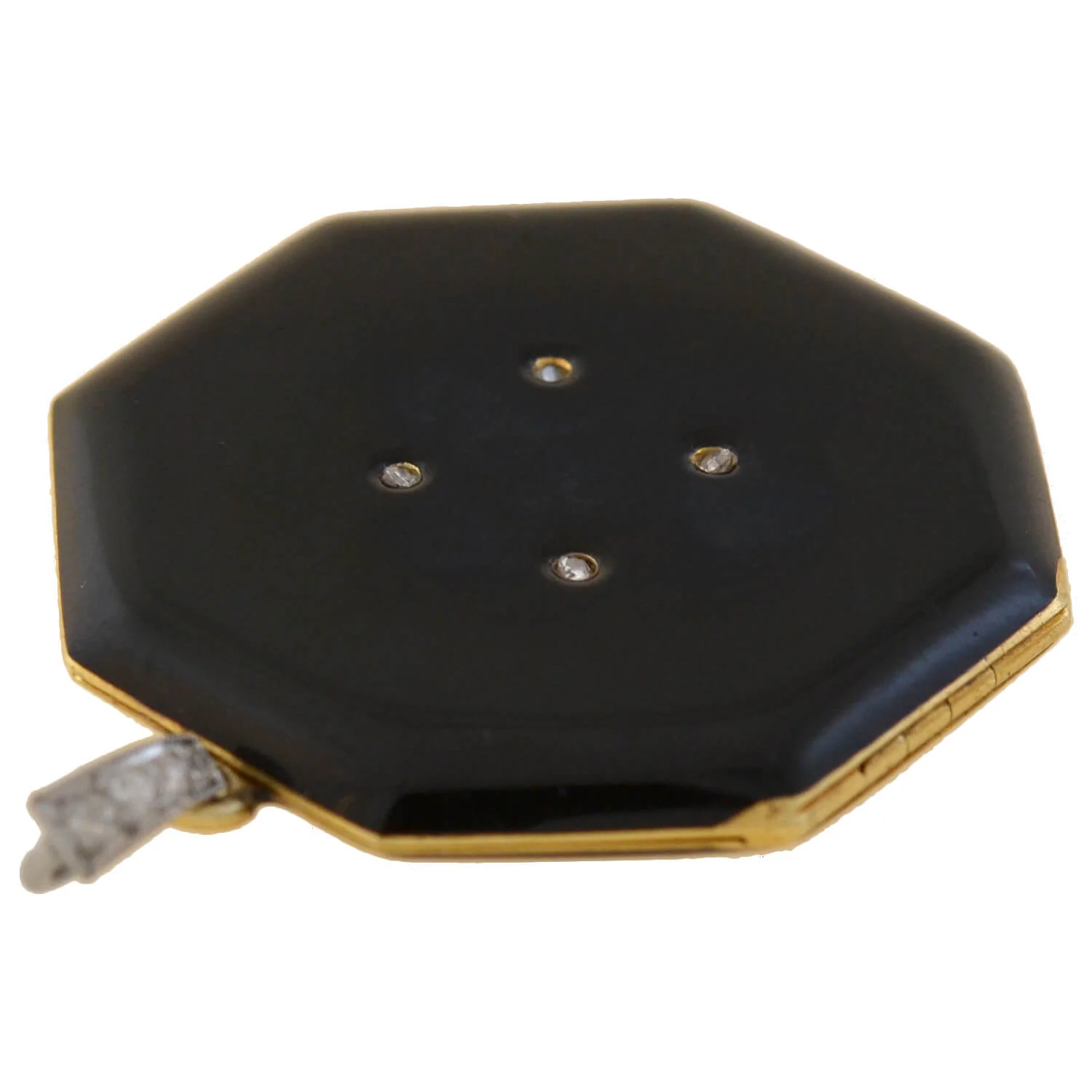 TIFFANY & CO. Edwardian 14kt/Platinum Diamond + Black Enamel Locket - Image 4