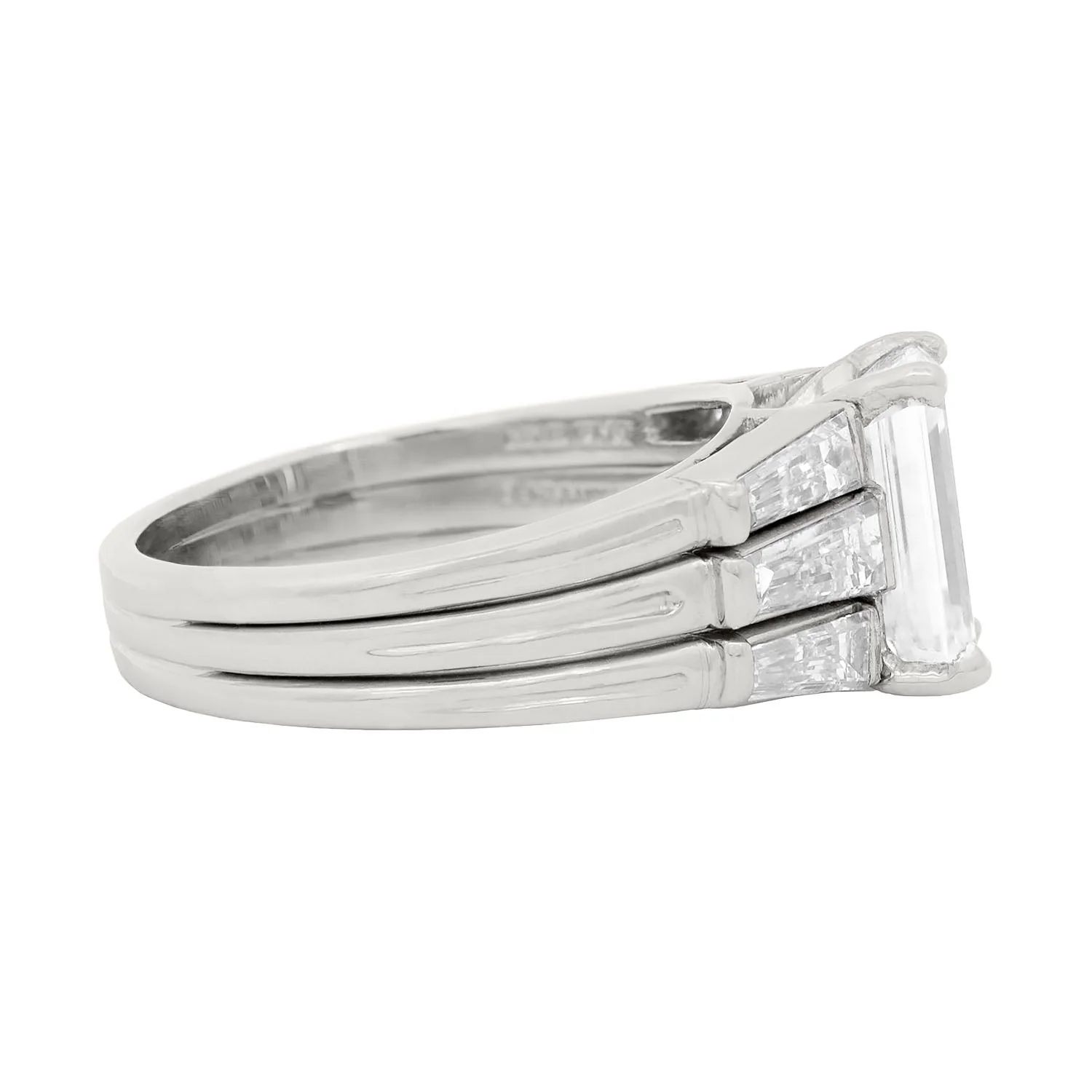 TIFFANY & CO Retro Platinum GIA Emerald Cut Diamond Engagement Ring 3.03ctw - Image 4