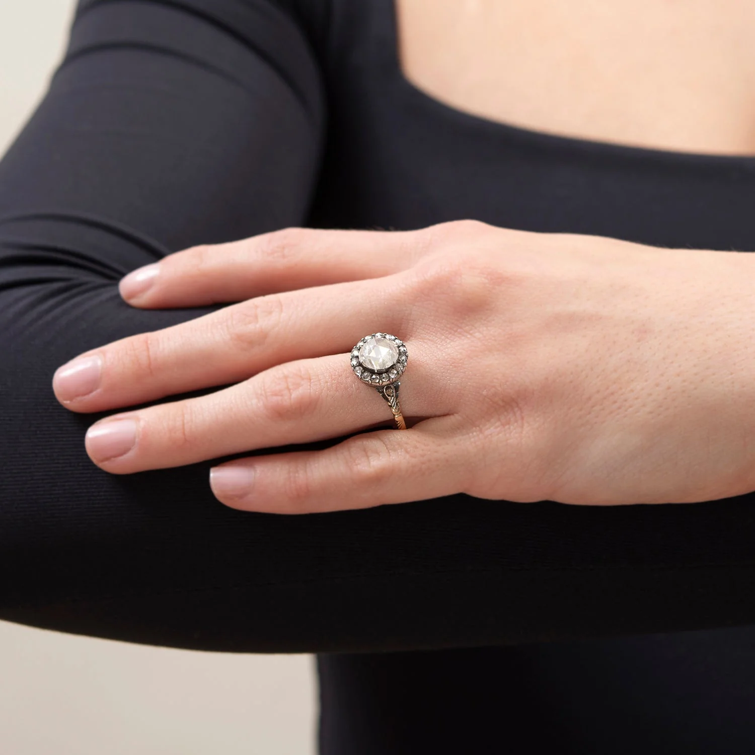 Victorian 14k Diamond Halo Engagement Ring 2.15ct - Image 7