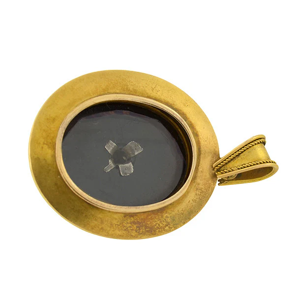 Victorian 14kt Banded Agate & Diamond Star Locket/Pendant - Image 5