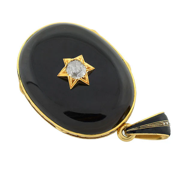 Victorian 15kt Banded Agate & Diamond Locket 0.75ct - Image 3
