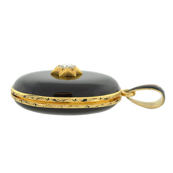 Victorian 15kt Banded Agate & Diamond Locket 0.75ct - Image 4
