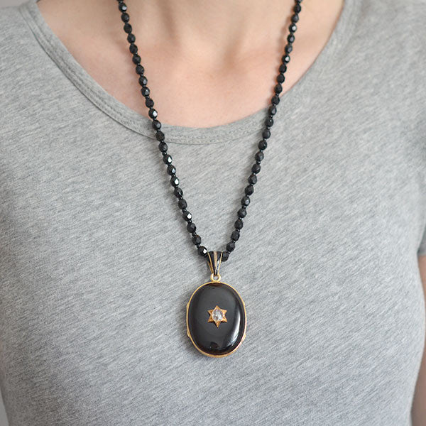 Victorian 15kt Banded Agate & Diamond Locket 0.75ct - Image 7