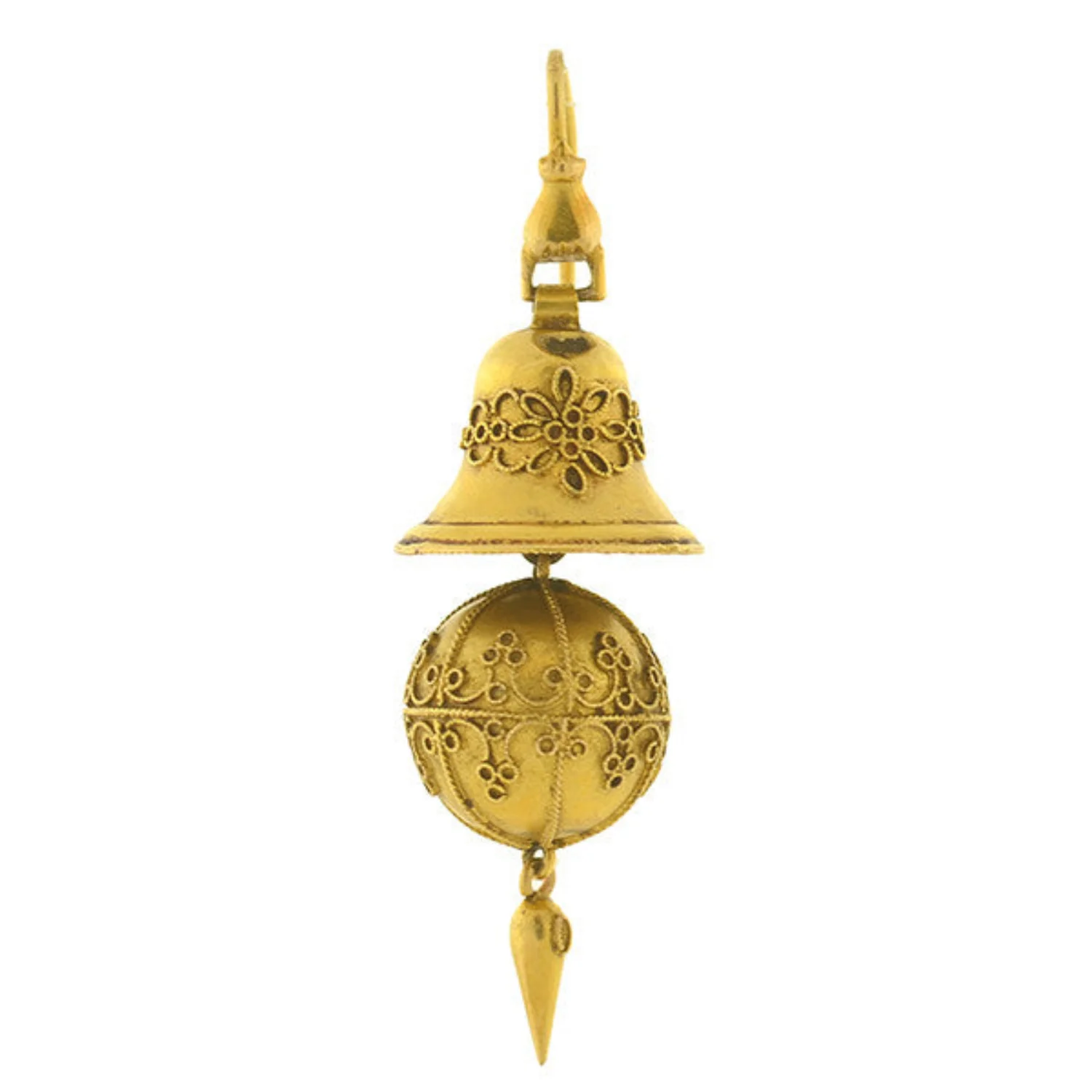 Victorian 15kt Etruscan Ball & Bell Hanging Earrings - Image 3