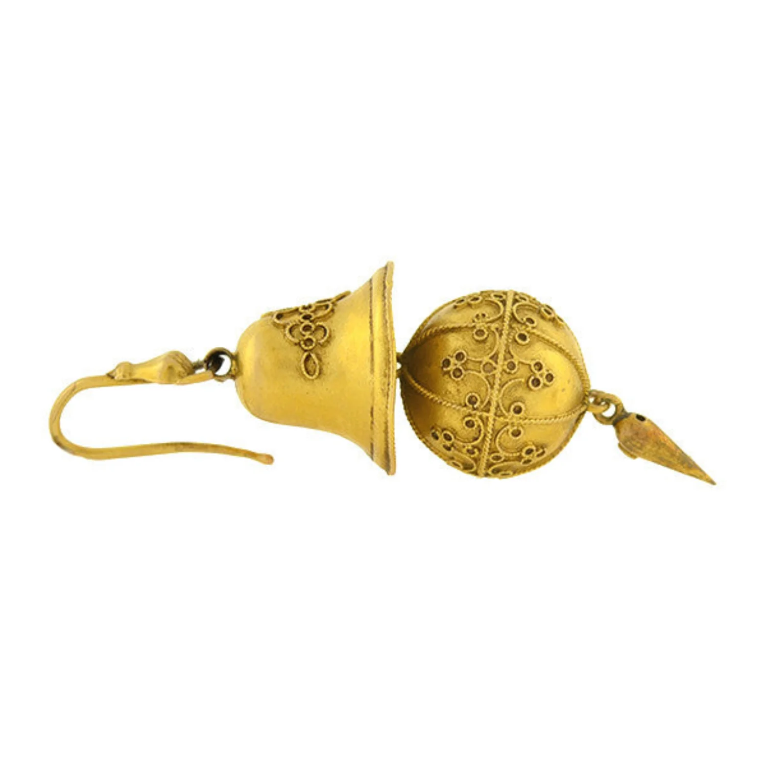 Victorian 15kt Etruscan Ball & Bell Hanging Earrings - Image 4