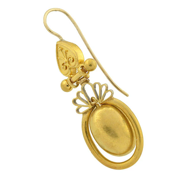 Victorian 15kt Etruscan Dangling Earrings - Image 2