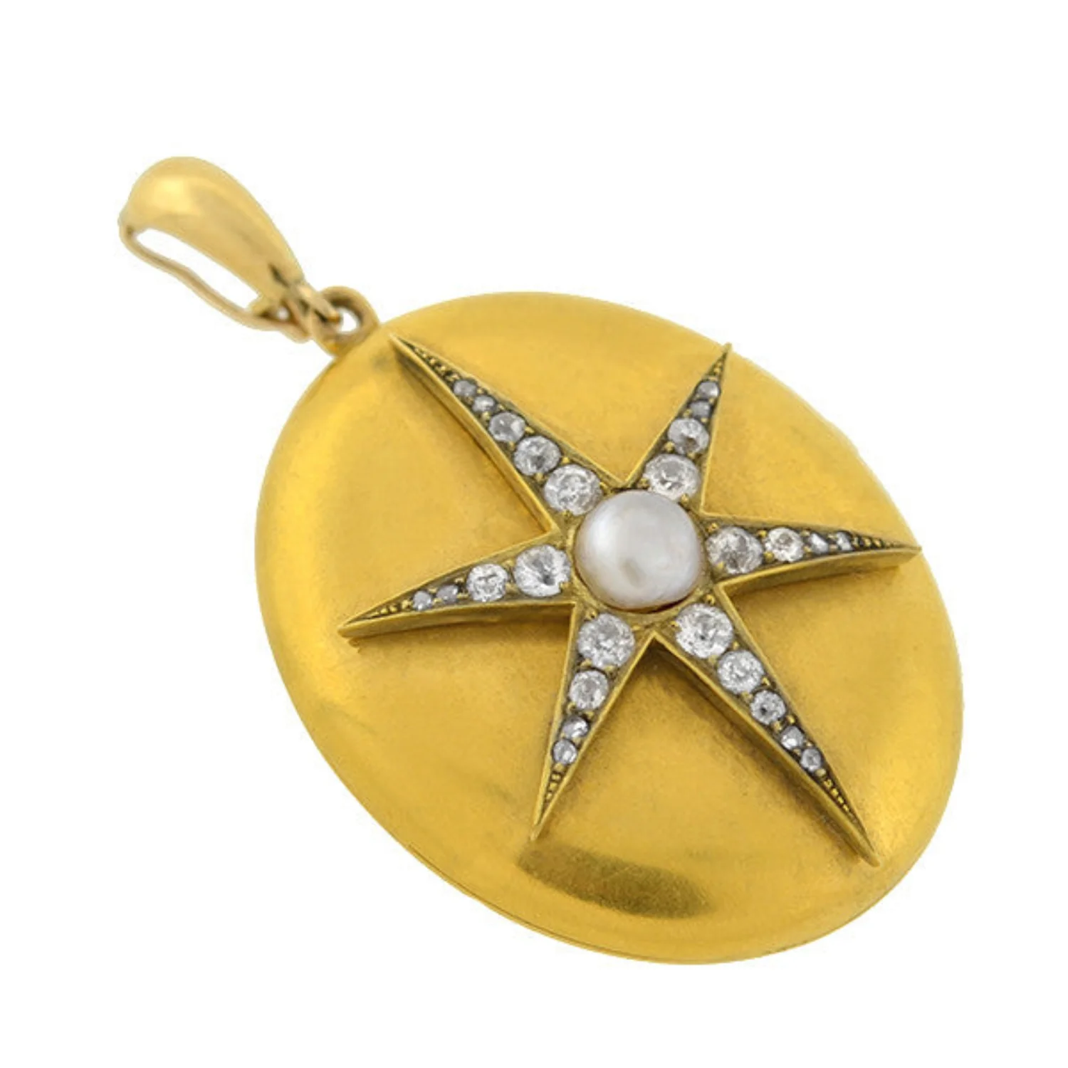 Victorian 15kt Pearl & Diamond Starburst Locket - Image 2