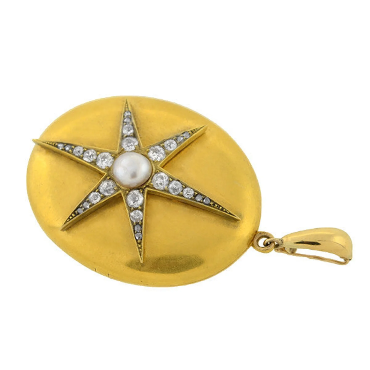 Victorian 15kt Pearl & Diamond Starburst Locket - Image 4