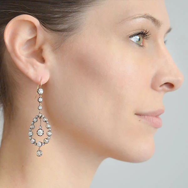 Victorian 18kt Diamond Teardrop Earrings 8.25ctw - Image 8
