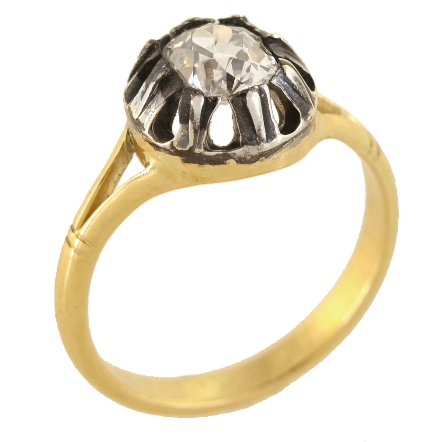Victorian 18kt/Sterling Diamond Engagement Ring 0.75ct - Image 5