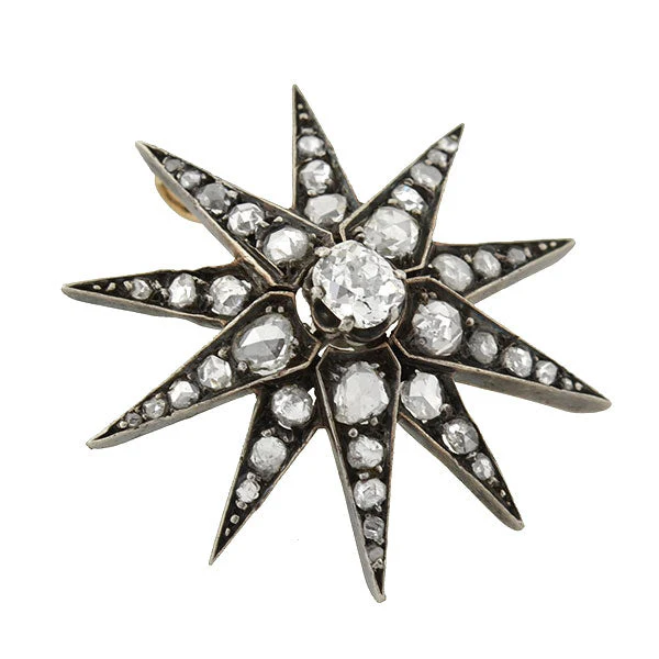 Victorian 18kt/Sterling Diamond Starburst Pendant 2.75ctw - Image 2
