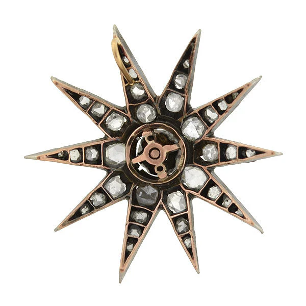Victorian 18kt/Sterling Diamond Starburst Pendant 2.75ctw - Image 5