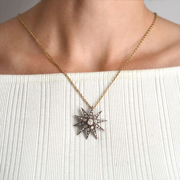 Victorian 18kt/Sterling Diamond Starburst Pendant 2.75ctw - Image 6