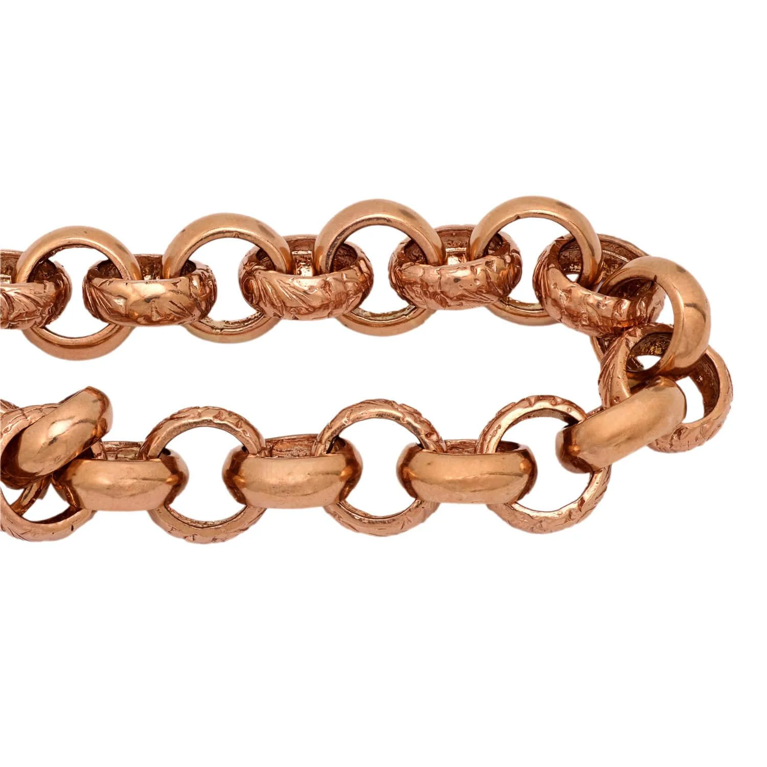Victorian 9k Repousse Heart Padlock Link Bracelet - Image 3