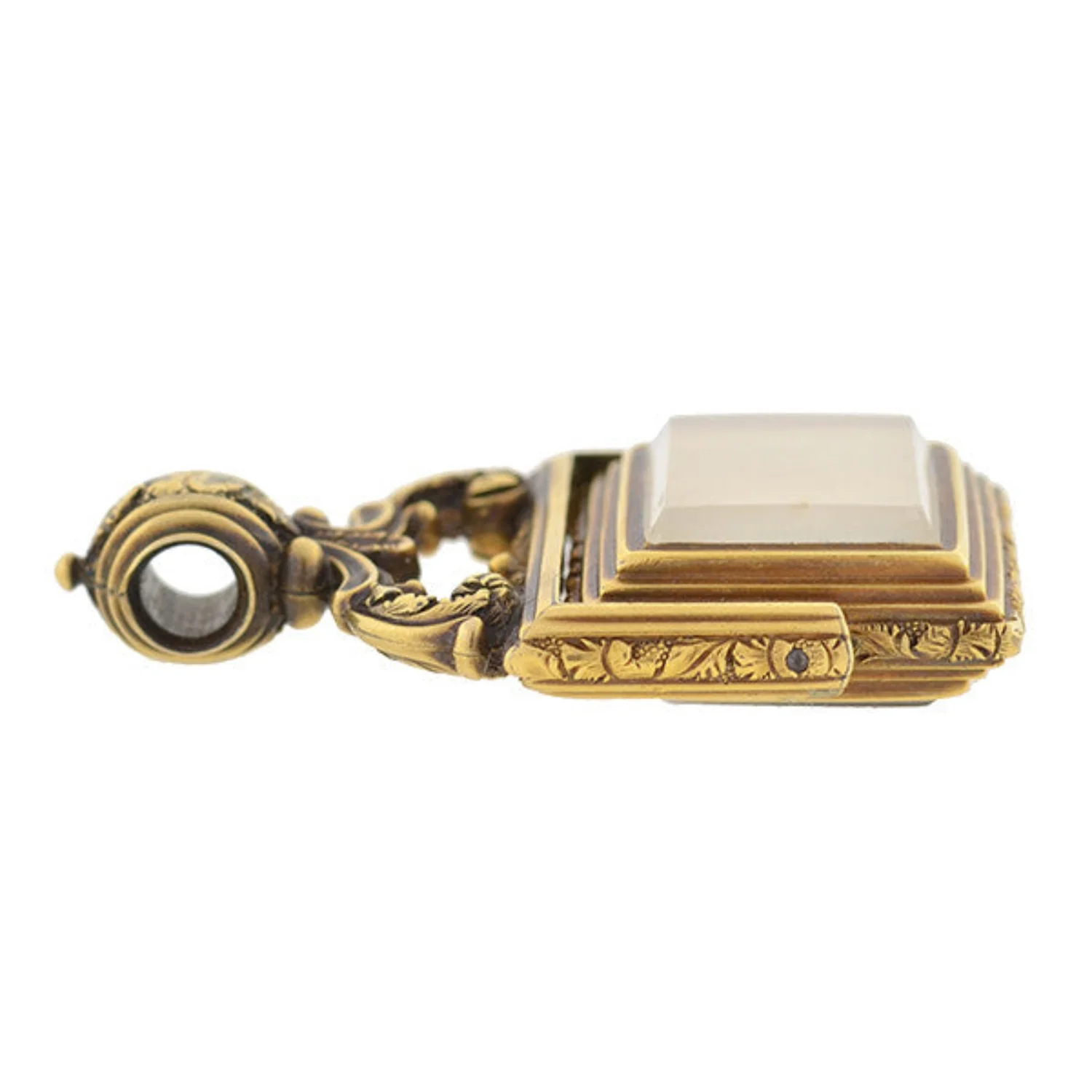 Victorian Rare 14kt Mixed Metals + Agate "Floral Motif" Spinner Fob - Image 5