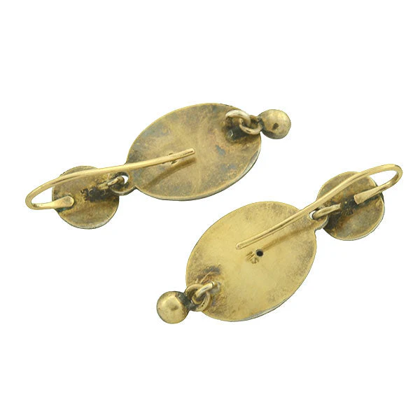 Victorian Sterling Enameled Diamond Anchor Earrings - Image 5