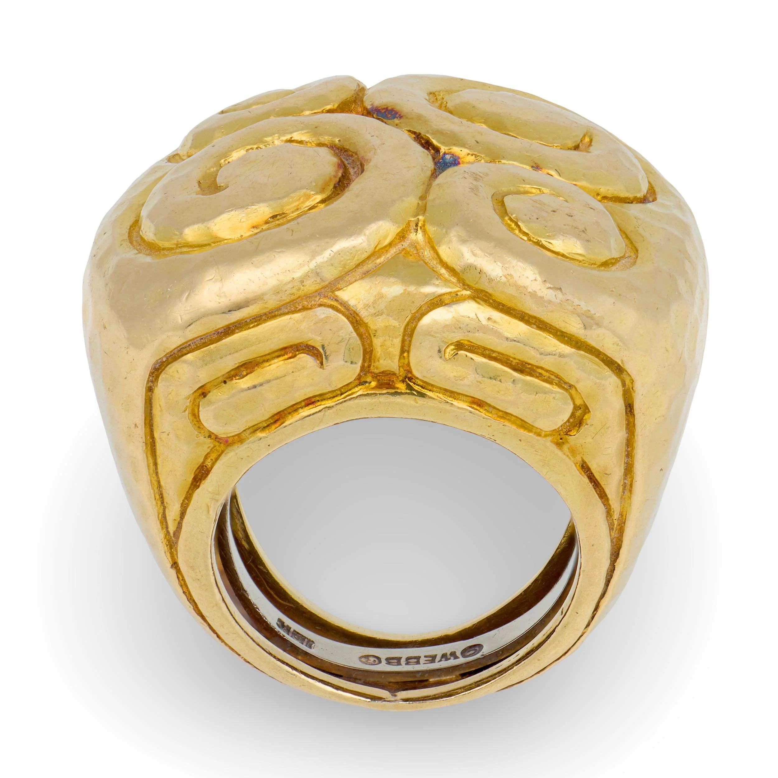 DAVID WEBB Estate 18k Hammered Gold Swirl Ring - Image 4