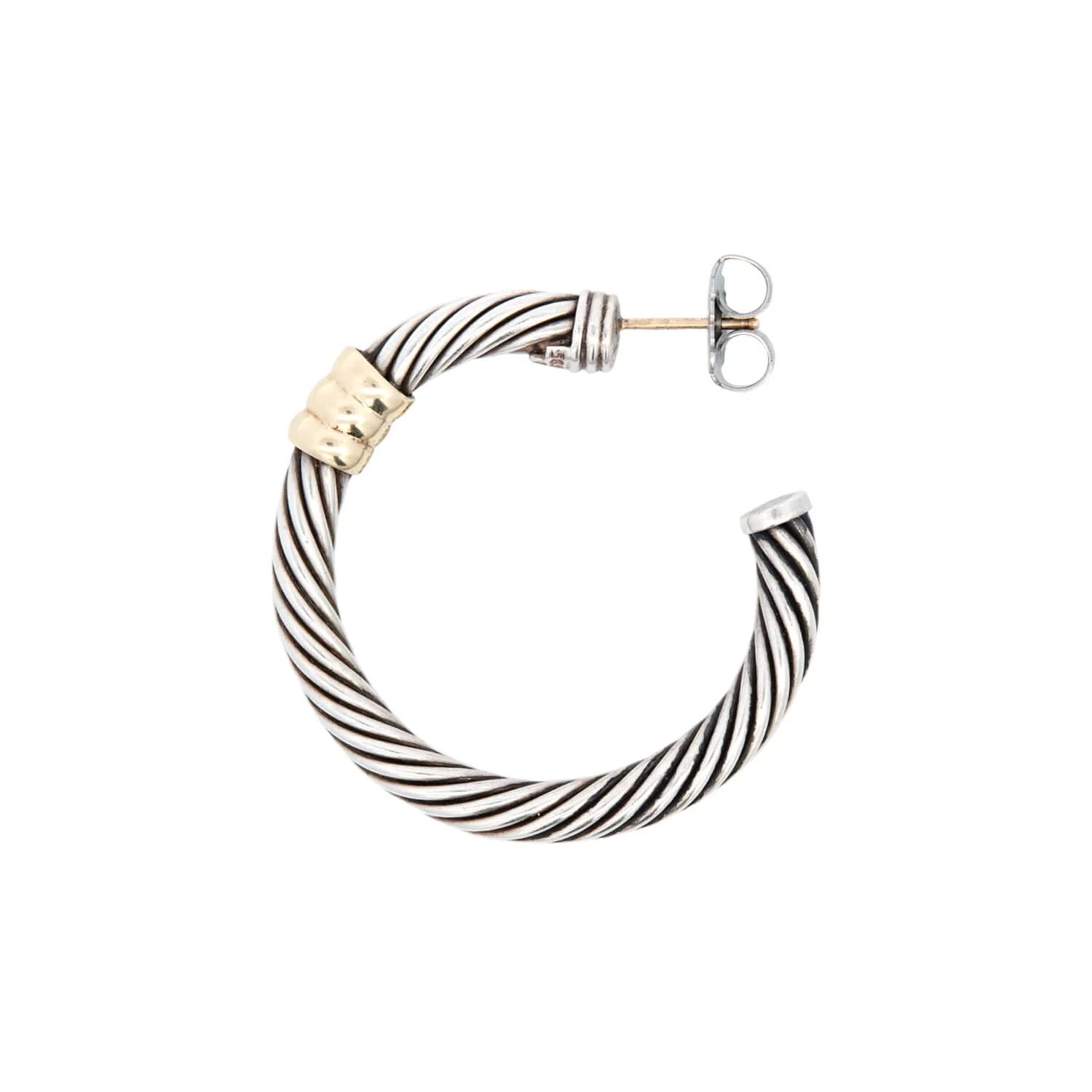DAVID YURMAN Estate 14K/Sterling Silver Hoop Earrings - Image 2