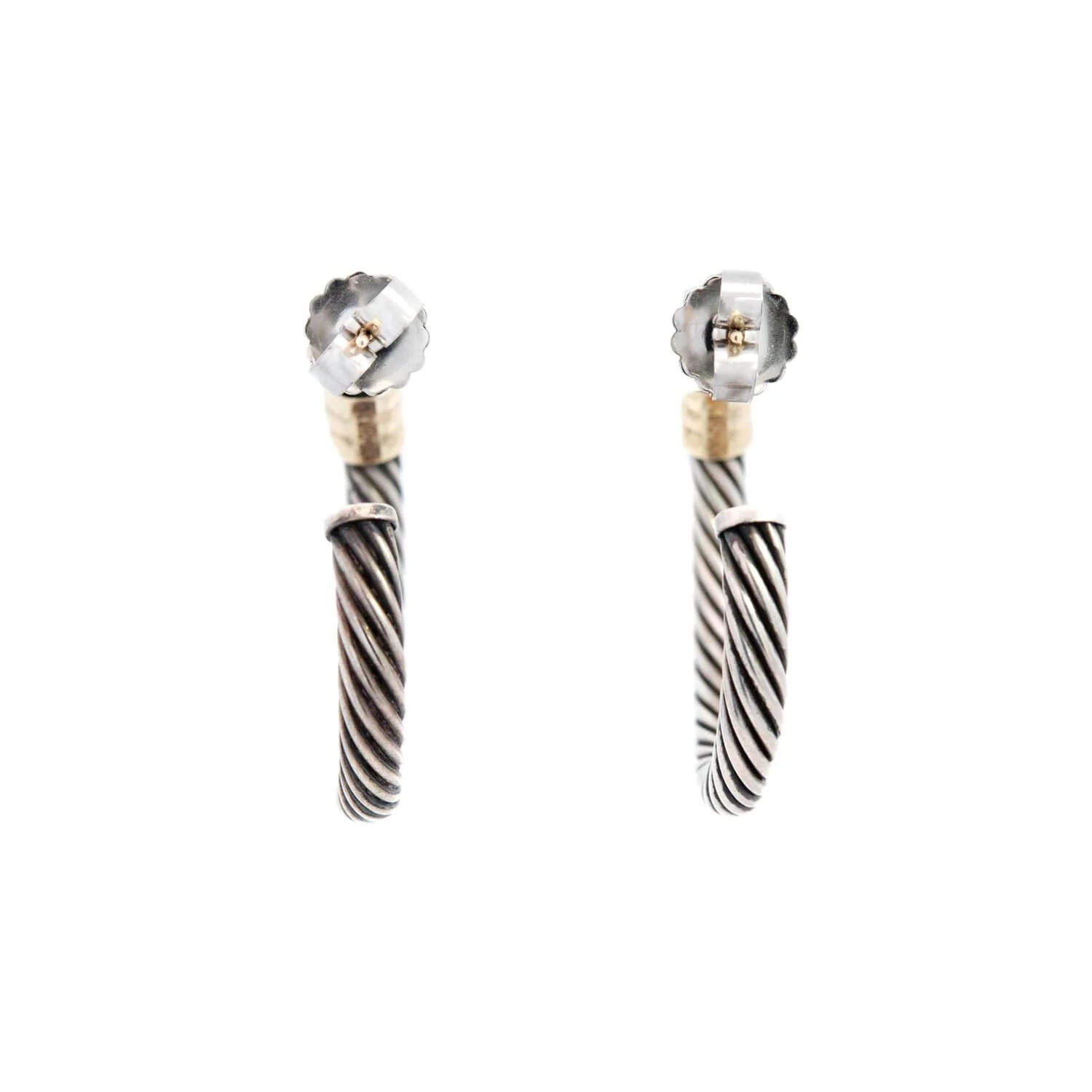 DAVID YURMAN Estate 14K/Sterling Silver Hoop Earrings - Image 3