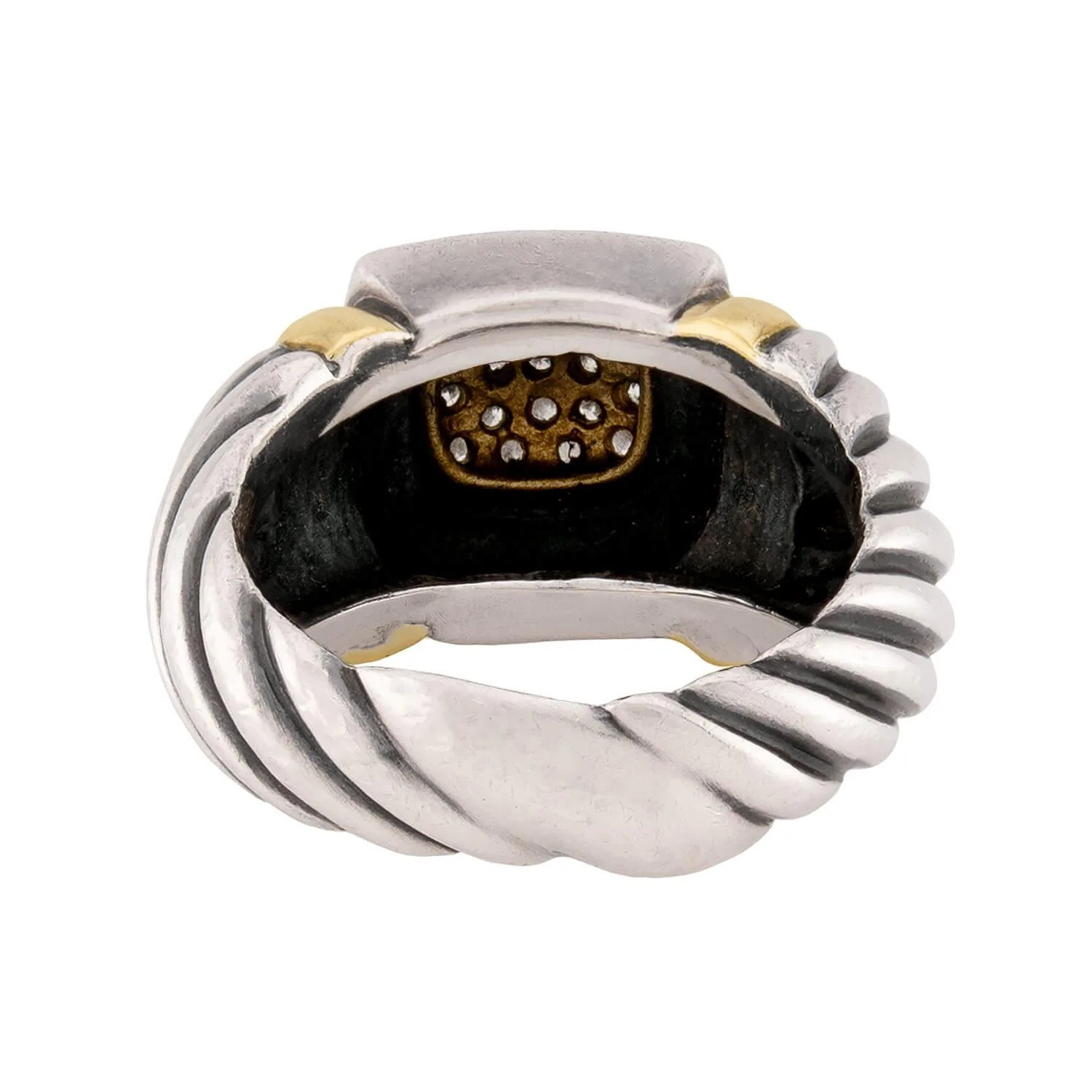 DAVID YURMAN Estate 18k & Sterling Silver Pavé Ring - Image 5