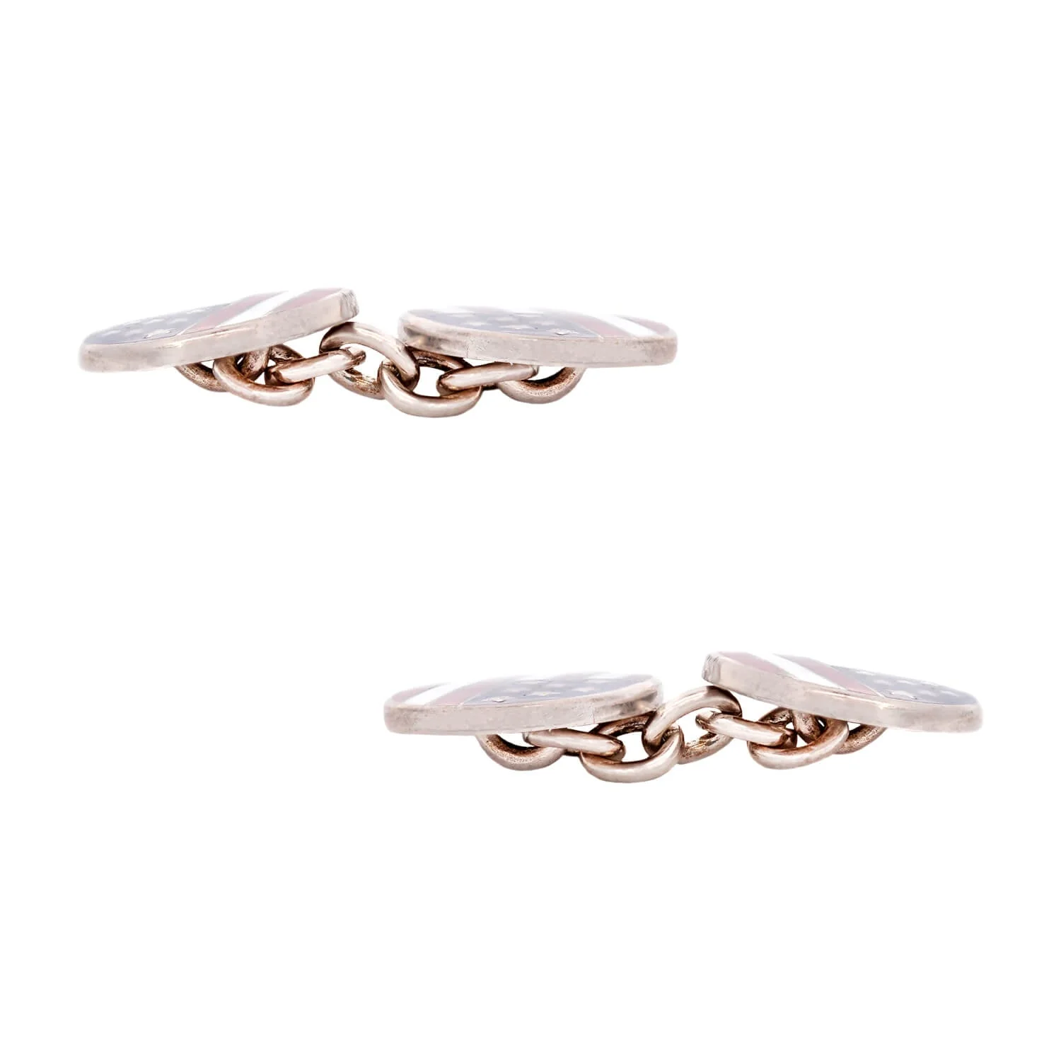 Deakin & Francis Late Victorian Sterling Enamel American Flag Cufflinks - Image 3