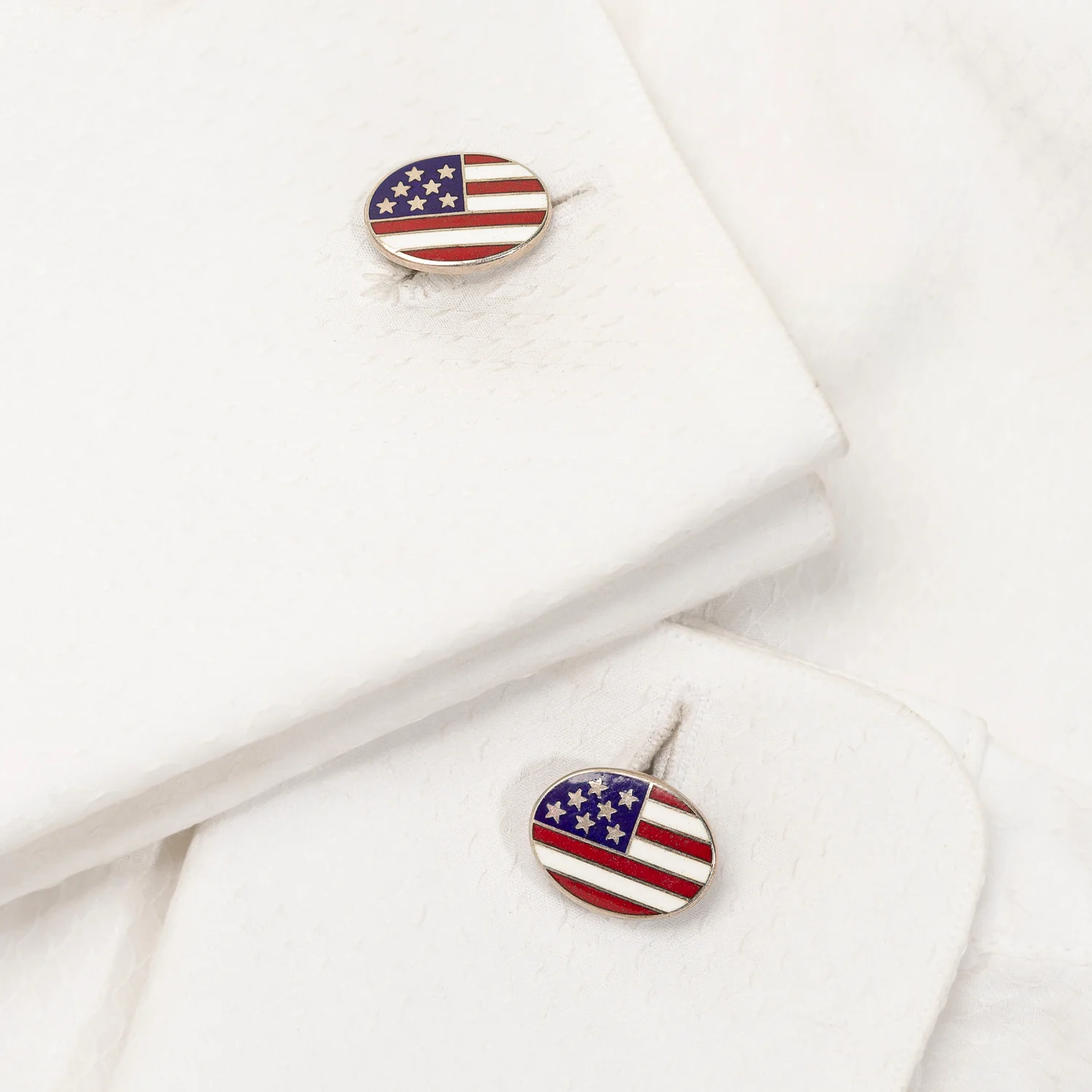 Deakin & Francis Late Victorian Sterling Enamel American Flag Cufflinks - Image 6
