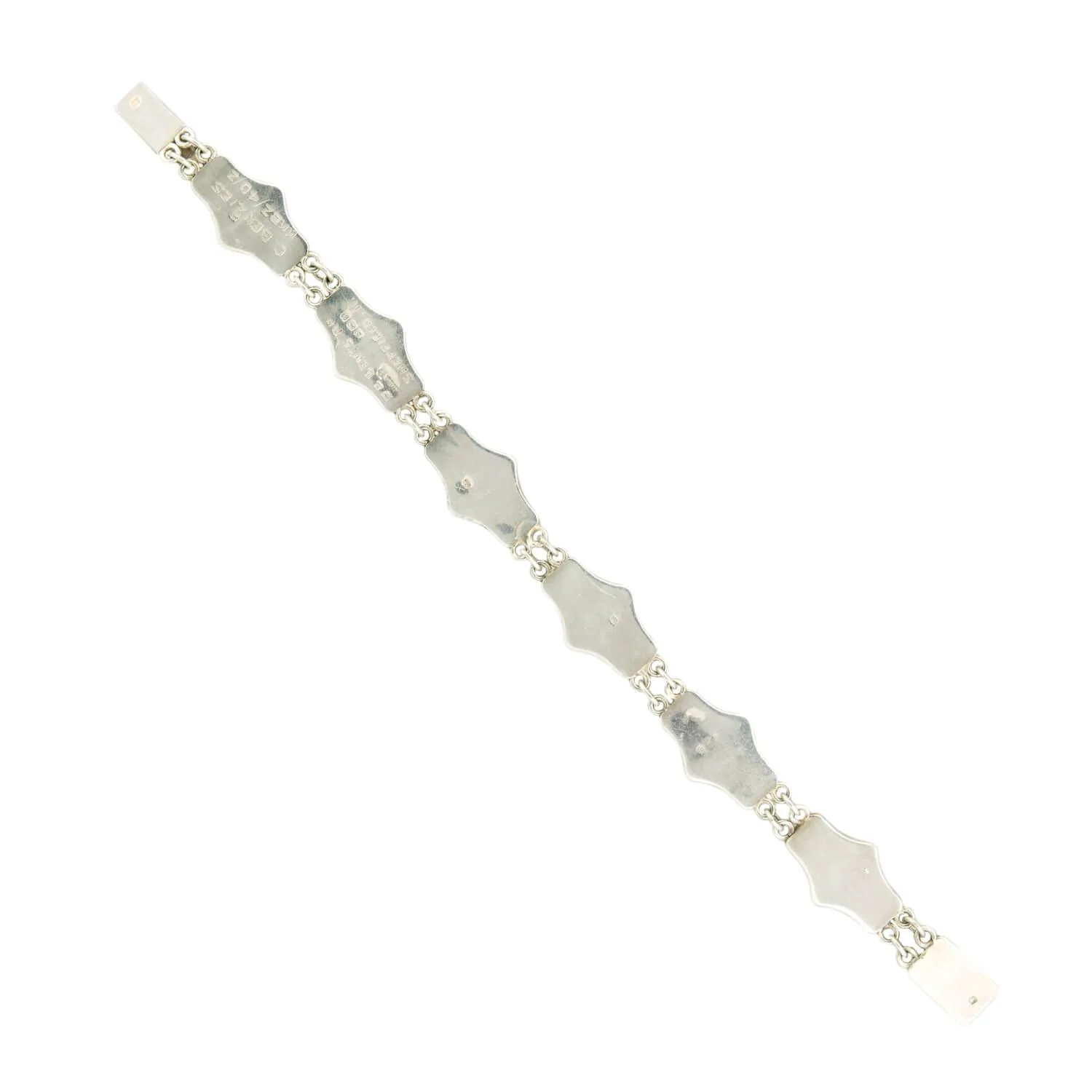 Early Art Deco English Sterling Silver Scottish Agate Link Bracelet - Image 3