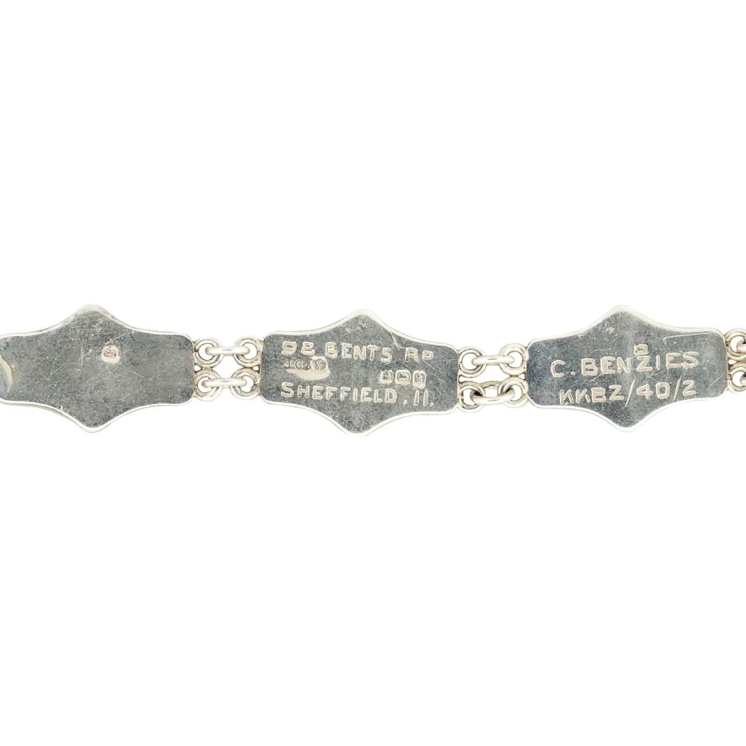 Early Art Deco English Sterling Silver Scottish Agate Link Bracelet - Image 4