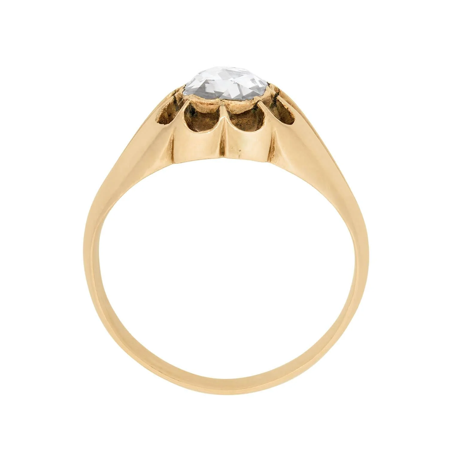 Early Victorian 15k Rose Cut Diamond Engagement Ring 0.85ct - Image 4