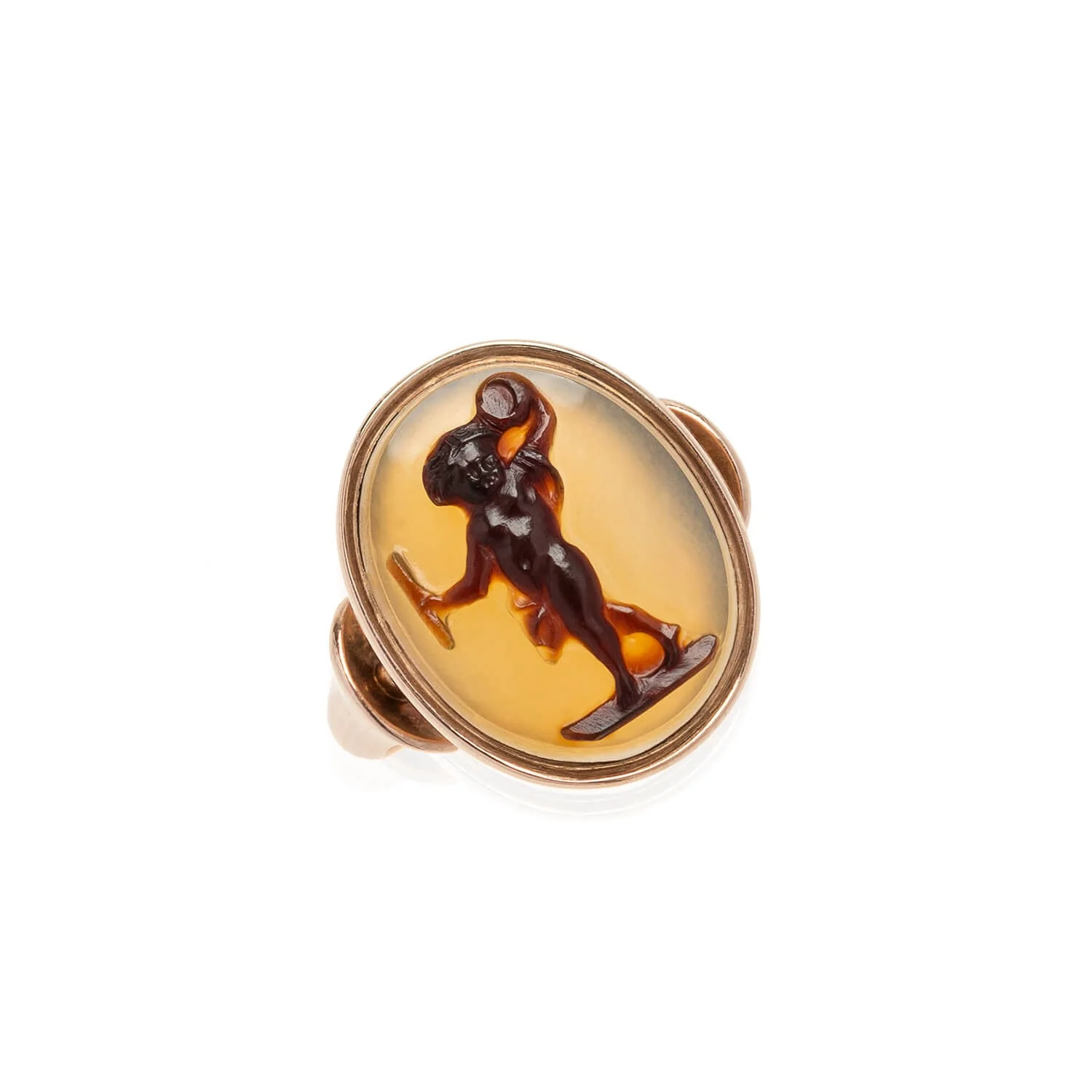 Early Victorian 15kt + Agate Hardstone Cameo Ring - Image 4