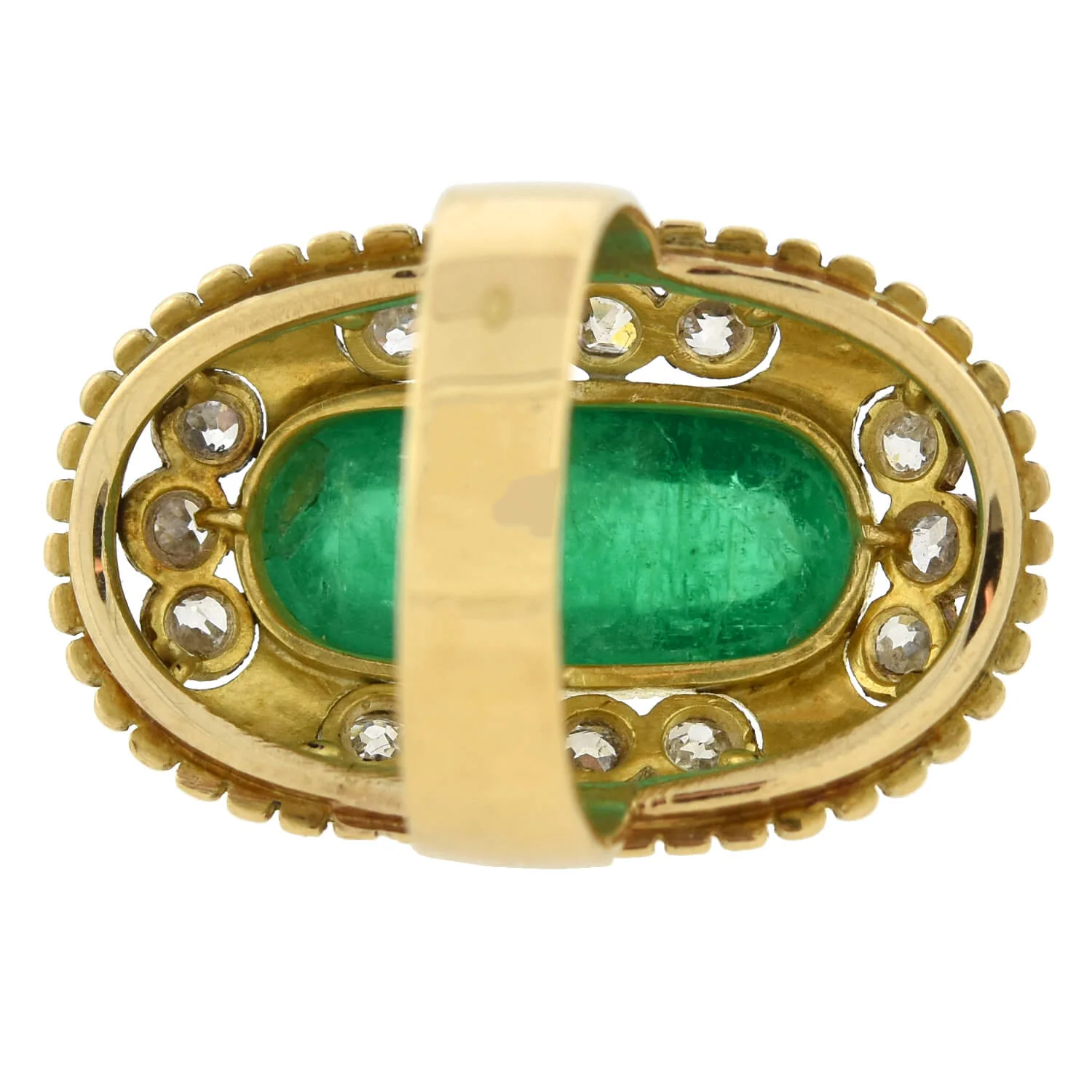 Art Nouveau 18kt/Sterling Large Enameled 6.50ct Emerald + Diamond Ring - Image 4