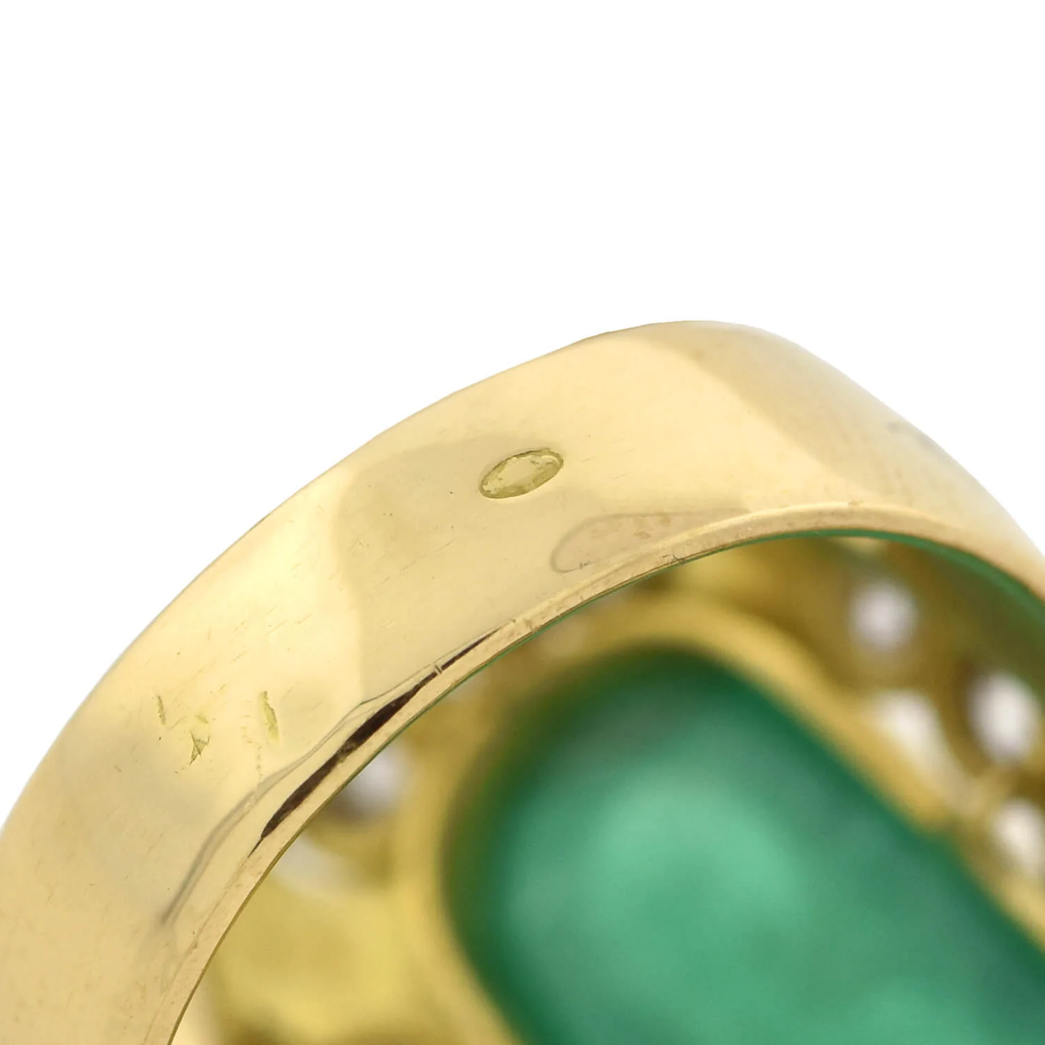 Art Nouveau 18kt/Sterling Large Enameled 6.50ct Emerald + Diamond Ring - Image 5