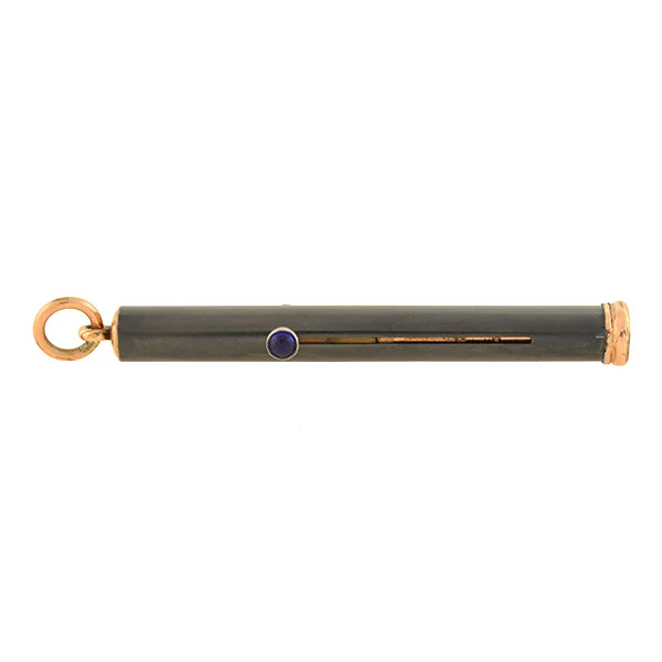 Early Victorian 9kt + Gunmetal Retractable Double Pencil Pendant - Image 5