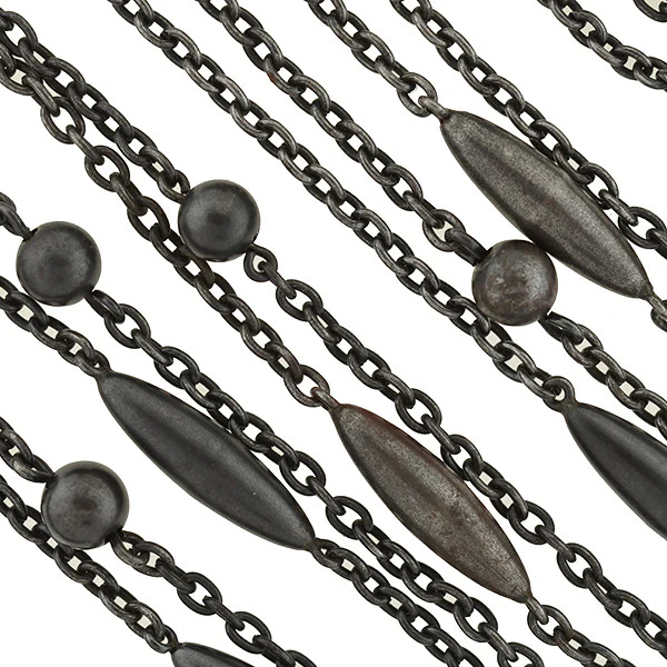 Early Victorian Gunmetal Ball & Bullet Link Chain 63" - Image 2