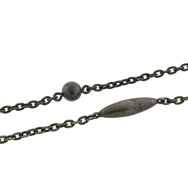 Early Victorian Gunmetal Ball & Bullet Link Chain 63" - Image 3