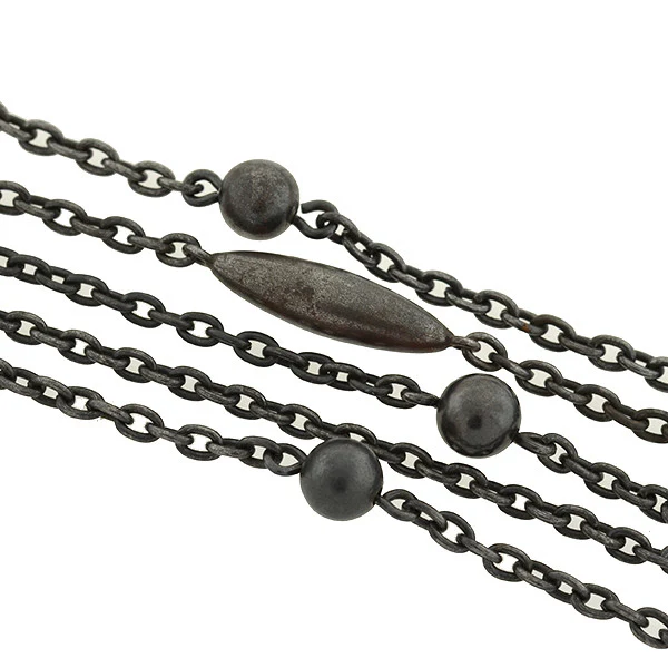 Early Victorian Gunmetal Ball & Bullet Link Chain 63" - Image 5