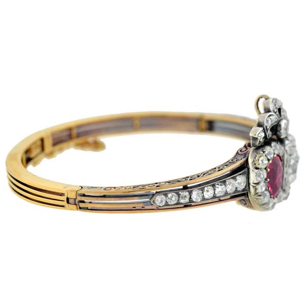 Victorian No Heat Burmese Ruby & Diamond Bracelet/Pendant - Image 3