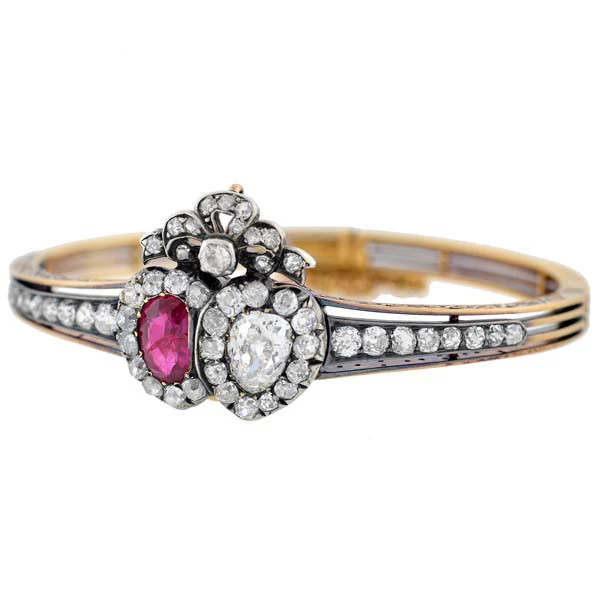 Victorian No Heat Burmese Ruby & Diamond Bracelet/Pendant - Image 4
