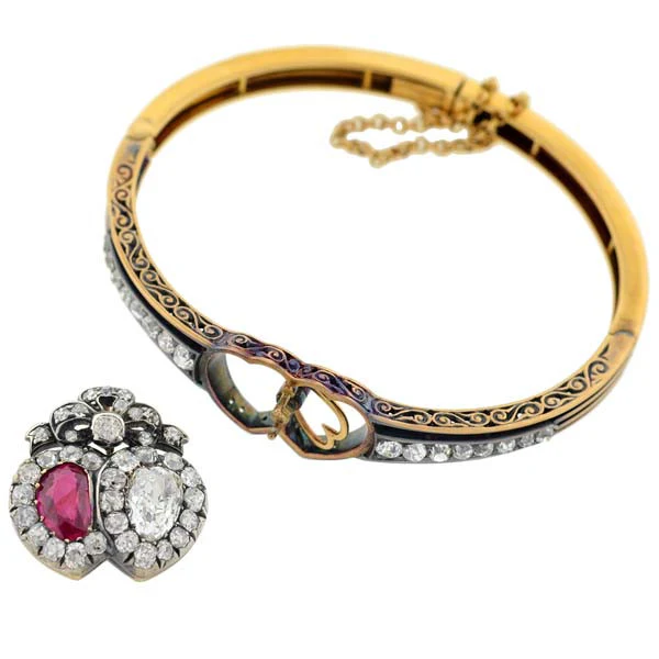 Victorian No Heat Burmese Ruby & Diamond Bracelet/Pendant - Image 6