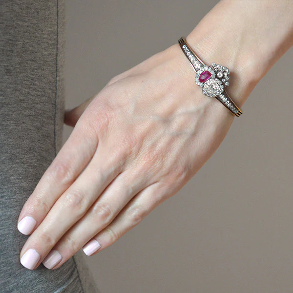 Victorian No Heat Burmese Ruby & Diamond Bracelet/Pendant - Image 9