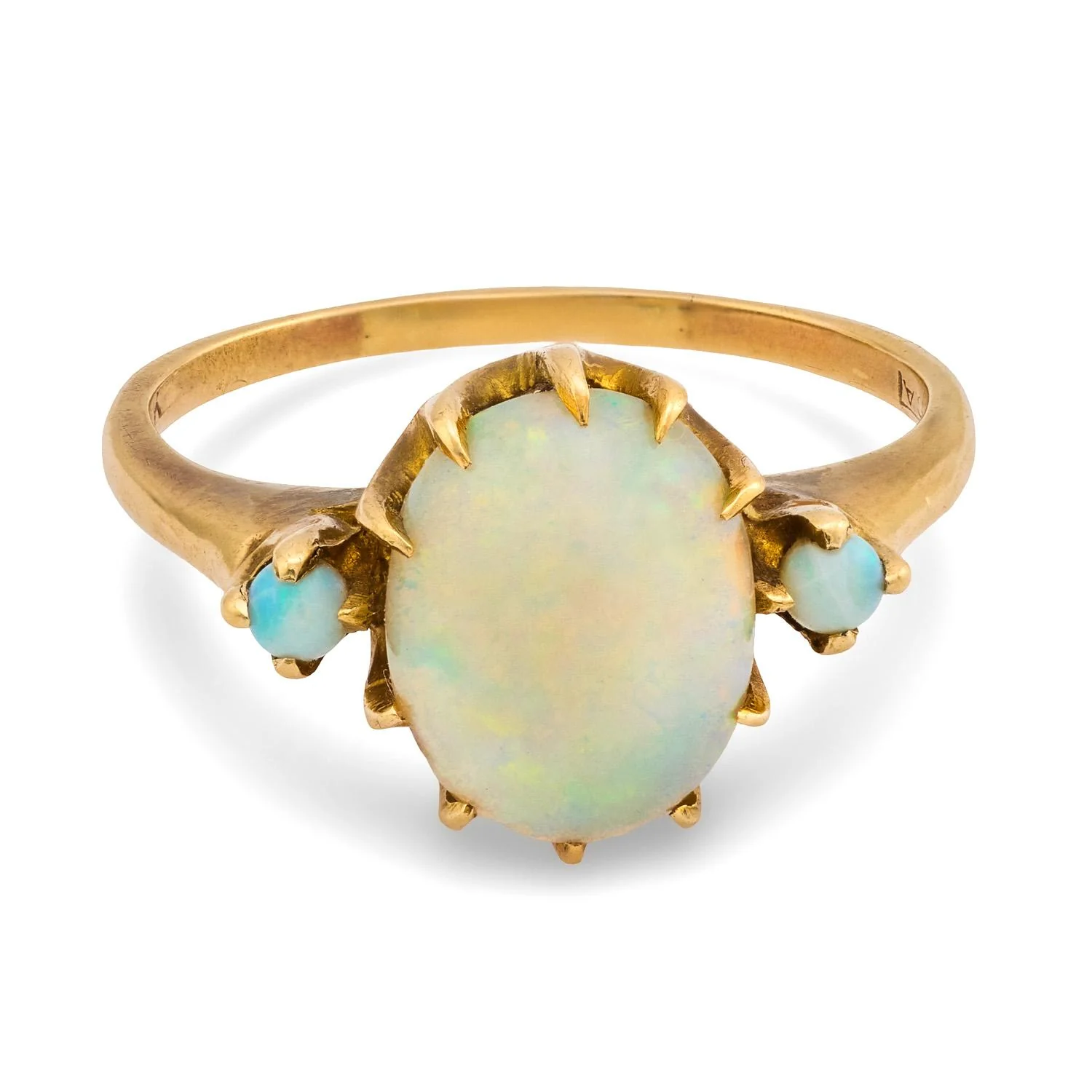 Edwardian 10k Opal Three Stone Ring - Image 2