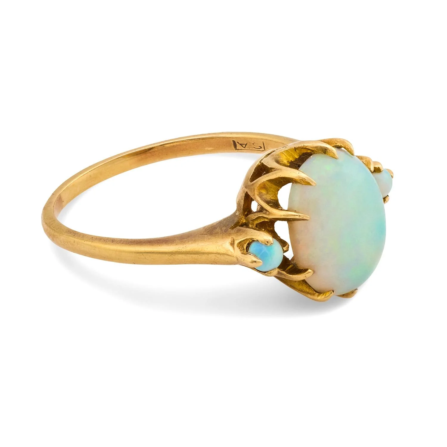 Edwardian 10k Opal Three Stone Ring - Image 3
