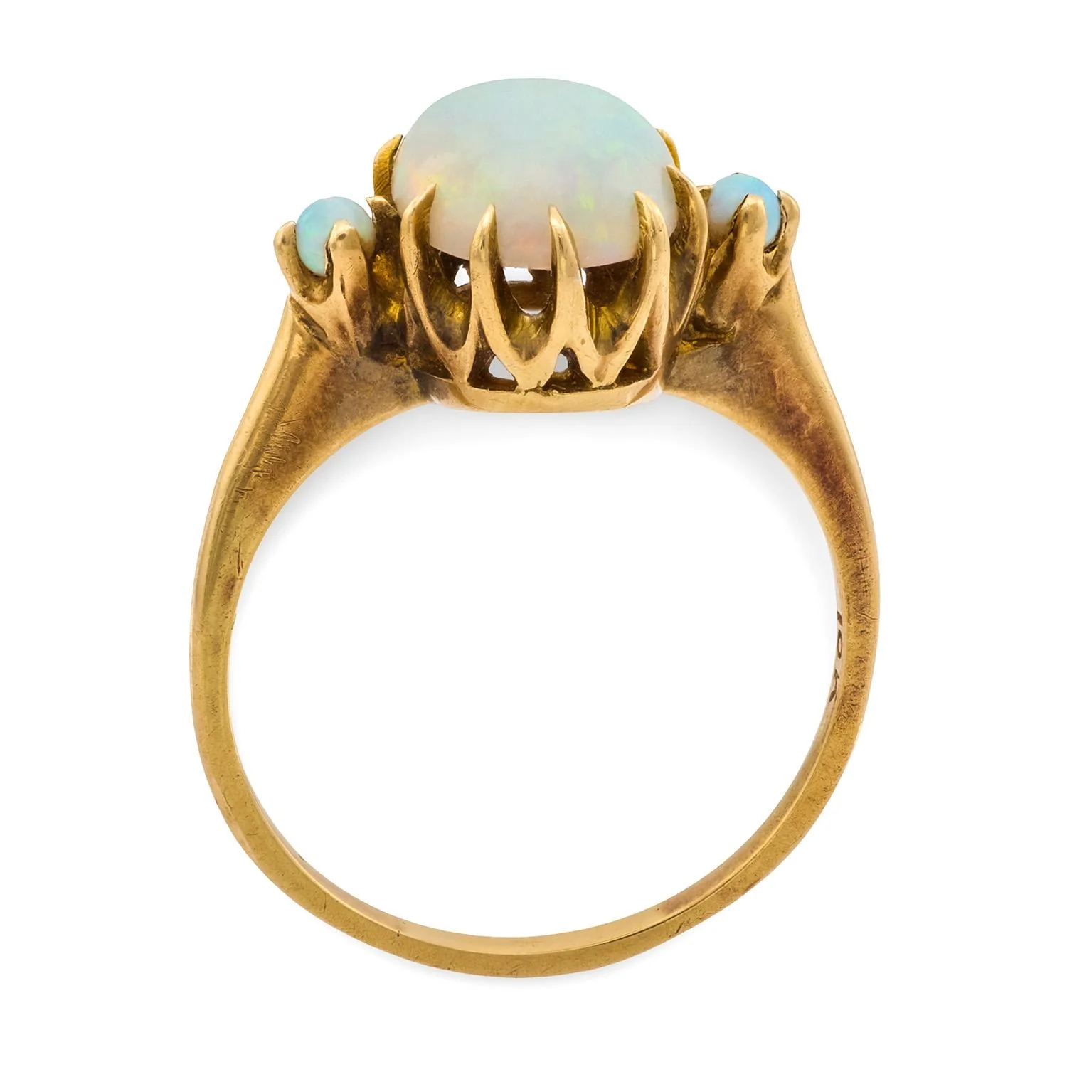 Edwardian 10k Opal Three Stone Ring - Image 4