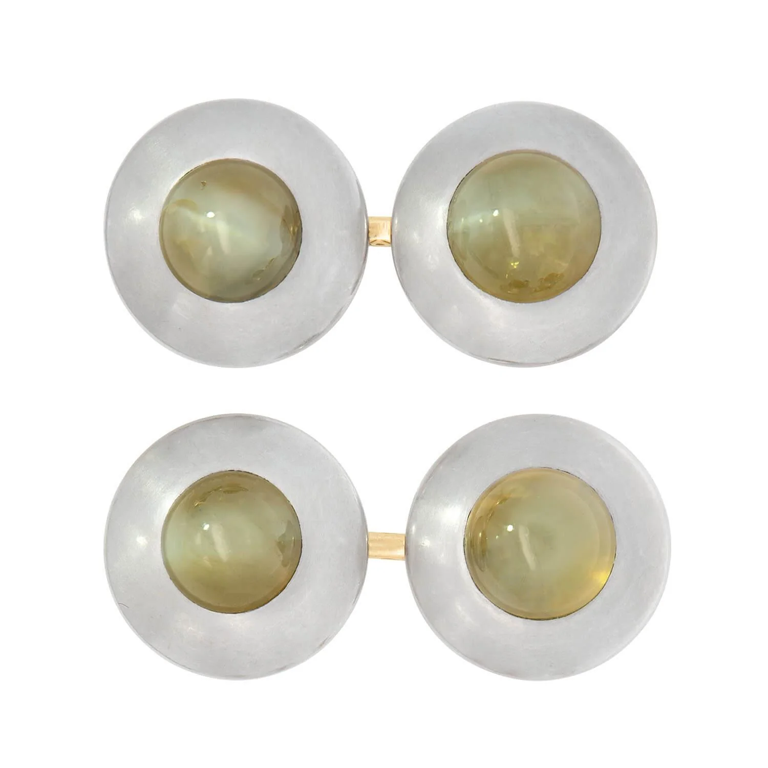 Edwardian 14k and Platinum Chrysoberyl 5 Piece Cufflink Set - Image 2