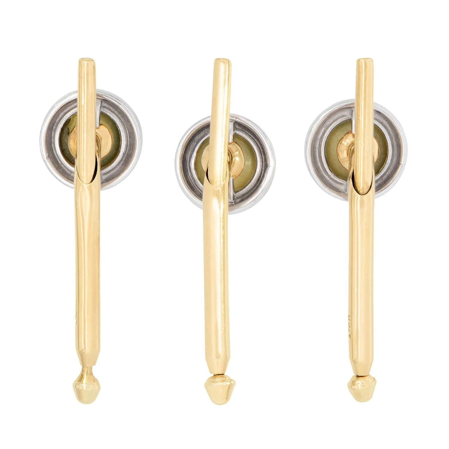 Edwardian 14k and Platinum Chrysoberyl 5 Piece Cufflink Set - Image 7