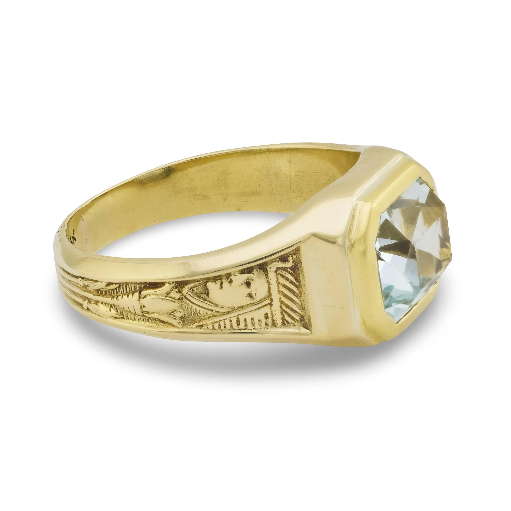 Edwardian 14k Aqua Cocktail Ring - Image 3